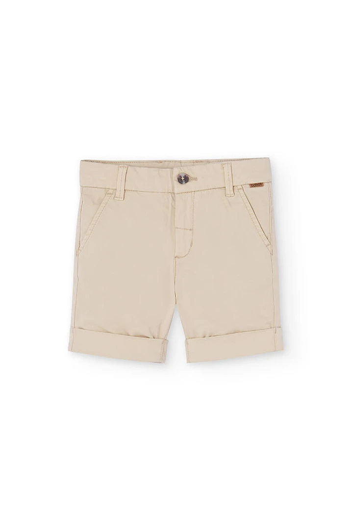 Short garçon en satin beige