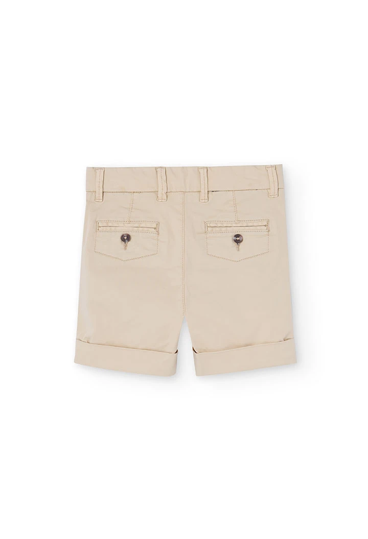Boy\'s beige satin Bermuda shorts