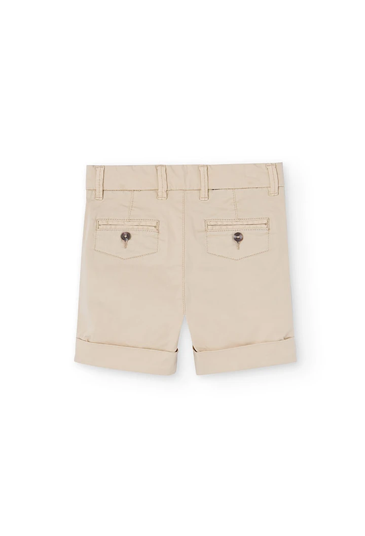 Short garçon en satin beige