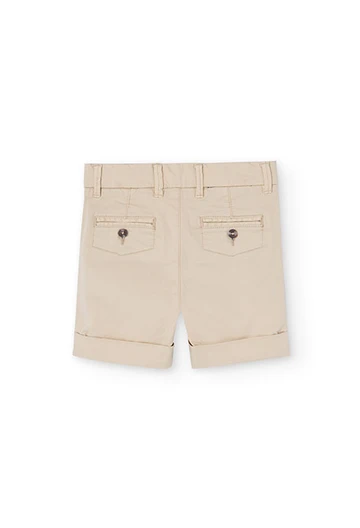 Boy's beige satin Bermuda shorts