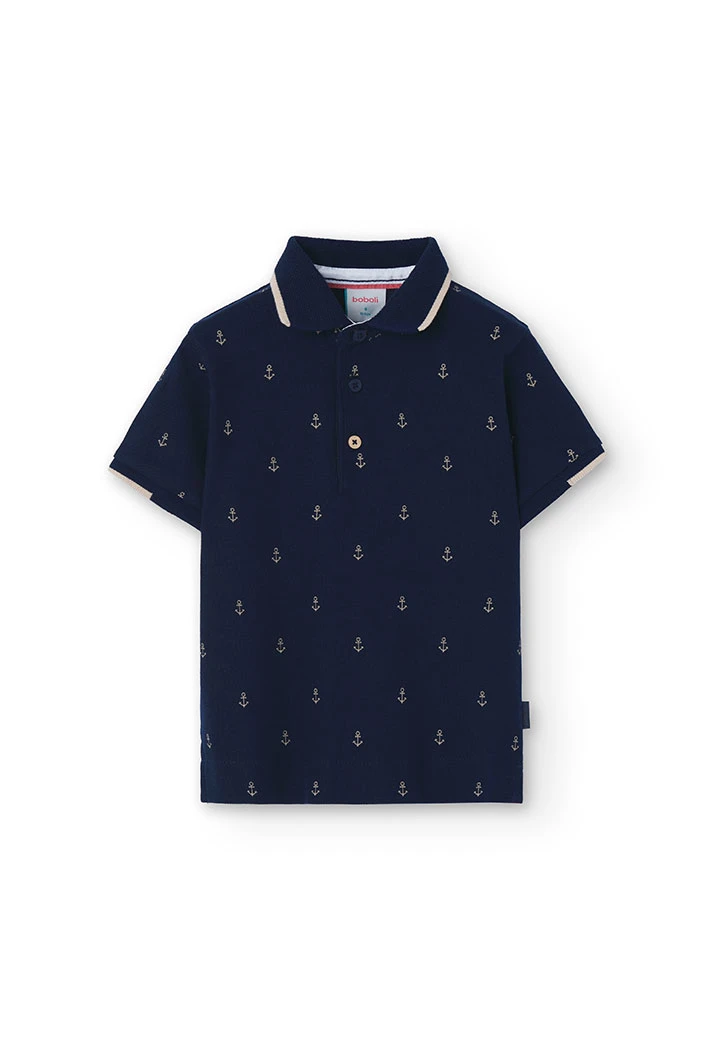 Piqué-Poloshirt mit Aufdruck, für Jungen