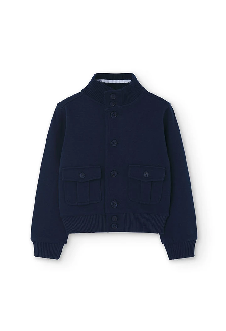 Veste en molleton piqué bleu marine pour garçon