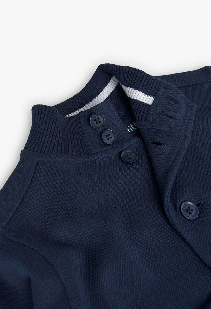 Veste en molleton piqué bleu marine pour garçon