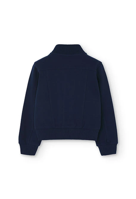 Boy's piqué plush jacket in navy blue