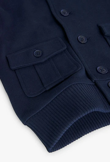 Boy\'s piqué plush jacket in navy blue