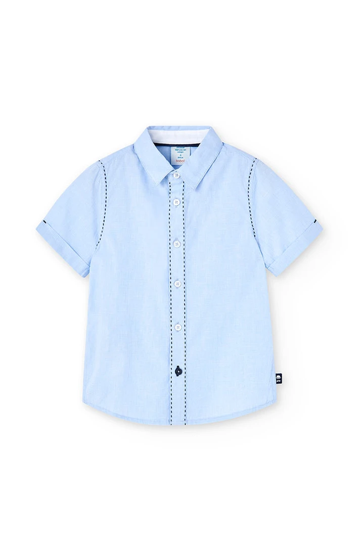 Chemise fil a fil pour garçon en couleur bleu clair