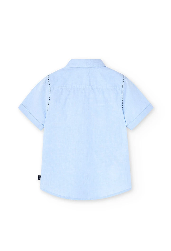 Chemise fil a fil pour garçon en couleur bleu clair