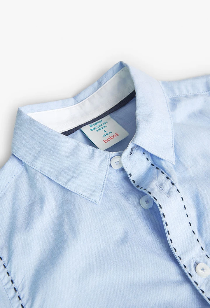 Chemise fil a fil pour garçon en couleur bleu clair
