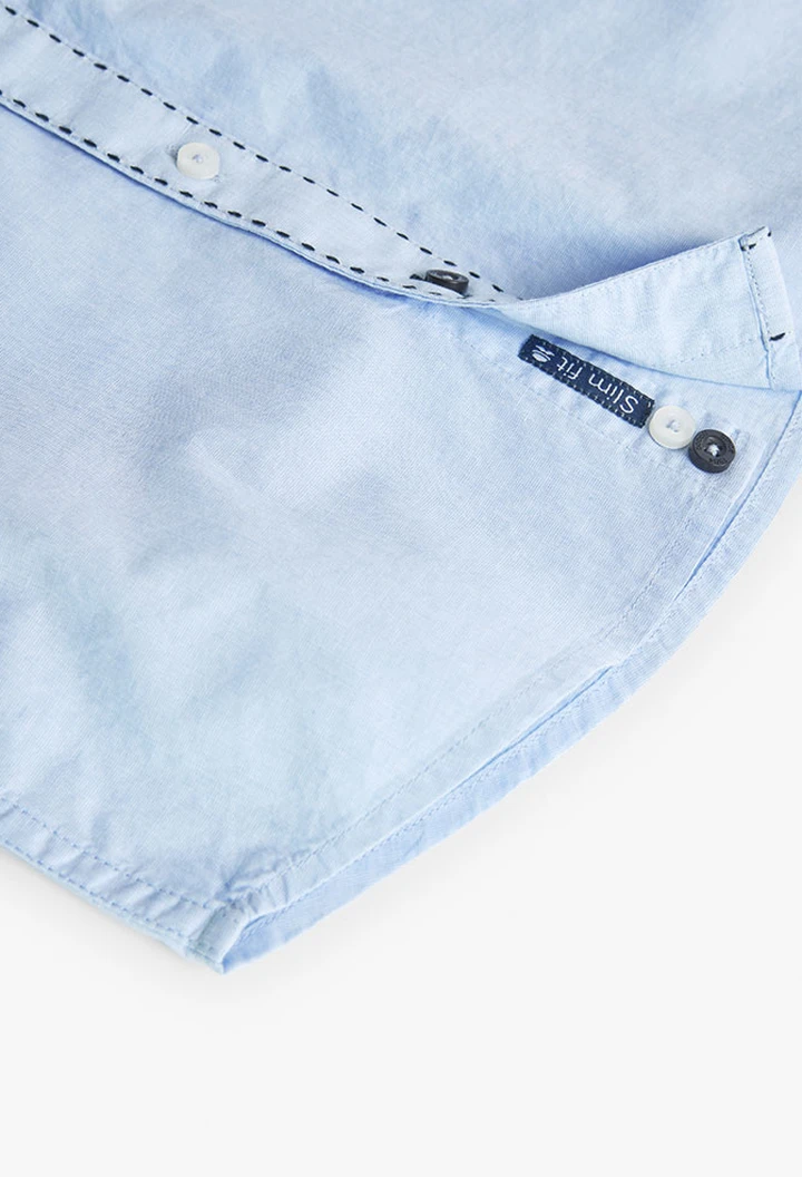 Chemise fil a fil pour garçon en couleur bleu clair