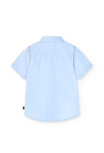 Camisa fil a fil de nen en color blau celeste