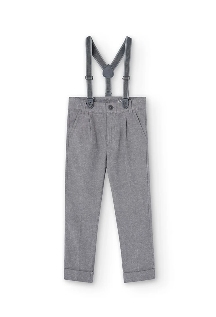 Pantalon en lin denim, gris, pour bébé garçon