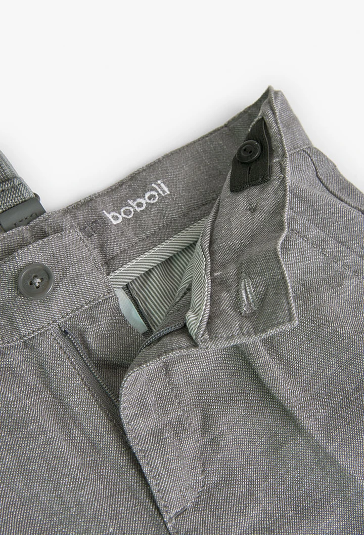 Pantalon en lin denim, gris, pour bébé garçon