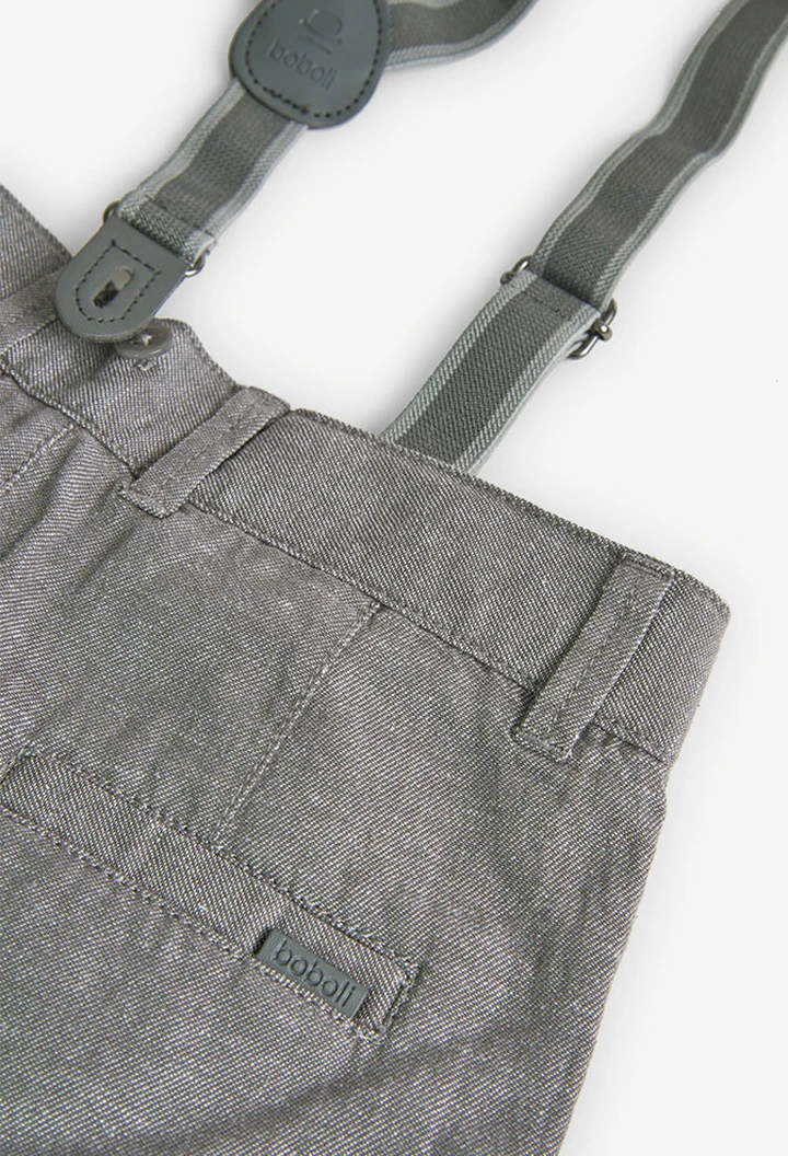 Pantalon en lin denim, gris, pour bébé garçon