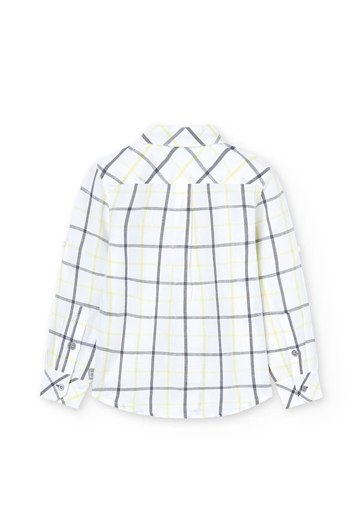 Chemise garçon en lin à carreaux