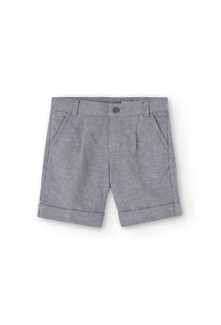 Bermuda garçon en lin denim couleur grise