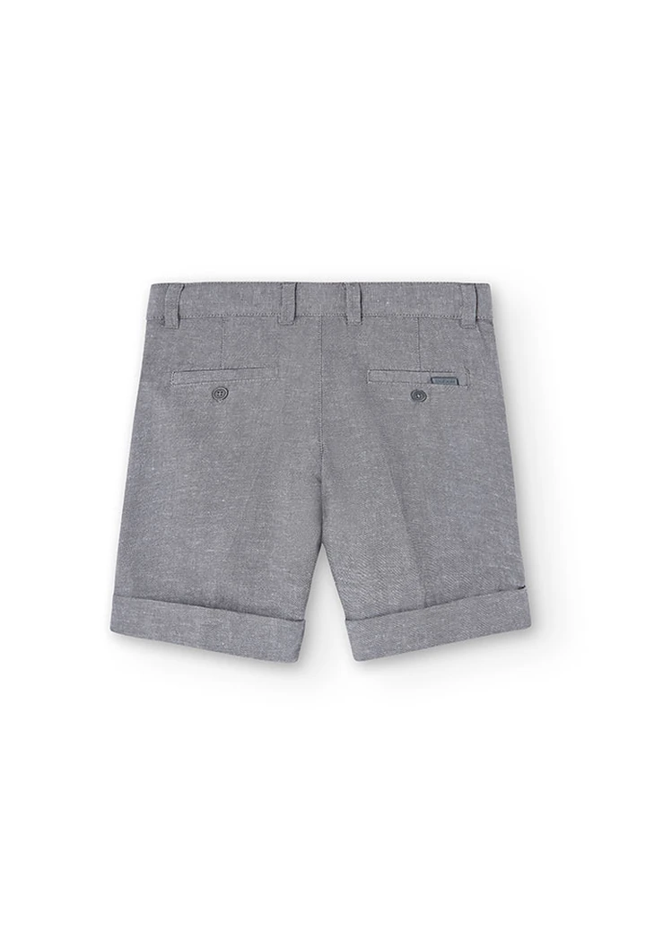 Bermuda garçon en lin denim couleur grise
