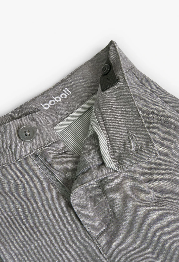 Bermuda garçon en lin denim couleur grise