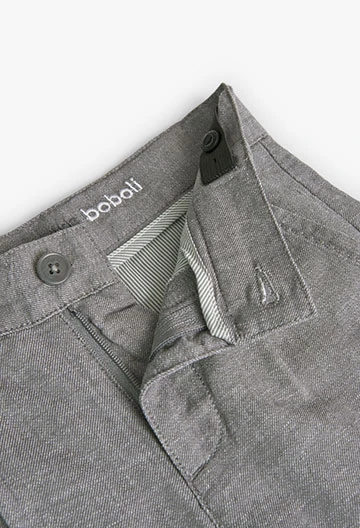 Leinen-Bermuda-Shorts, für Jungen, in Farbe Grau
