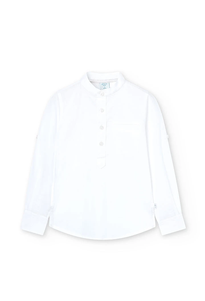 Camisa de tejido fantasía de niño en color blanco