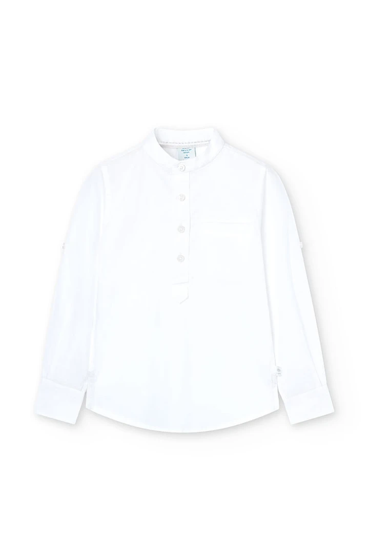 Chemise garçon en tissu fantaisie de couleur blanche