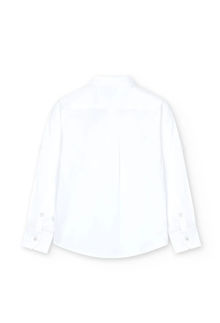 Chemise garçon en tissu fantaisie de couleur blanche