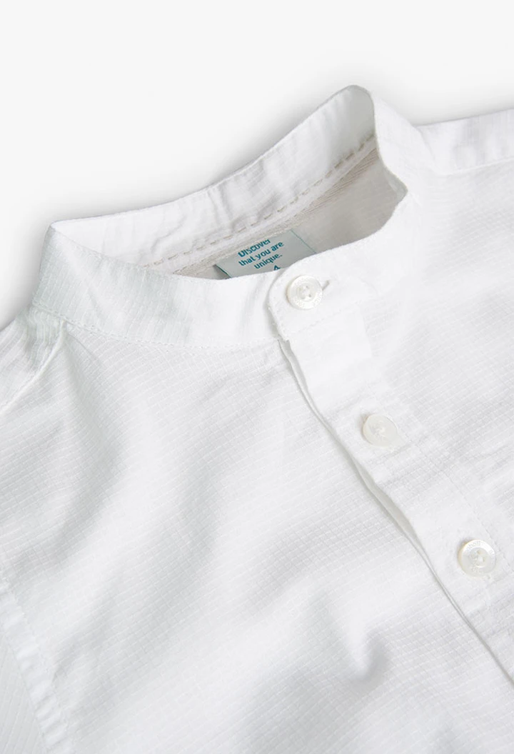 Chemise garçon en tissu fantaisie de couleur blanche