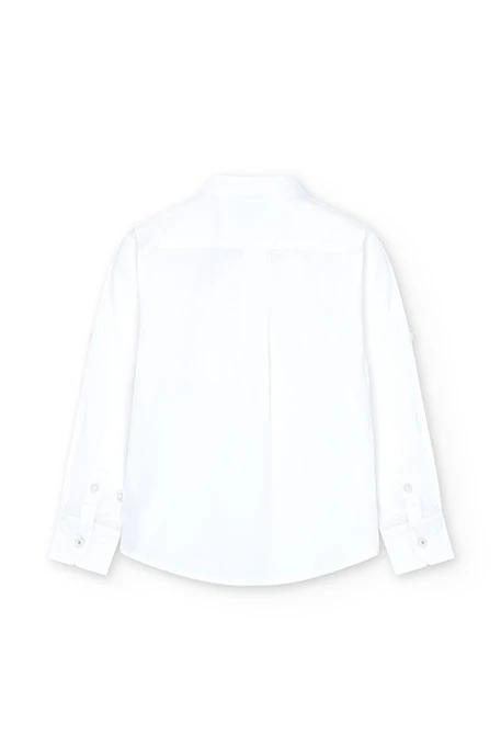 Camisa de tejido fantasía de niño en color blanco