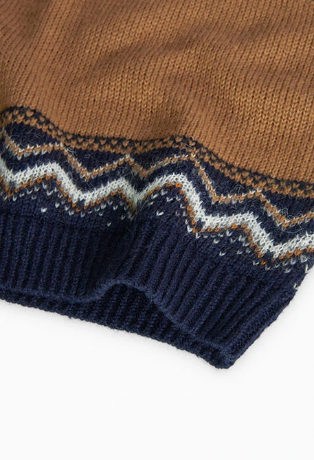 Knitted jumper for boys with patterned borders