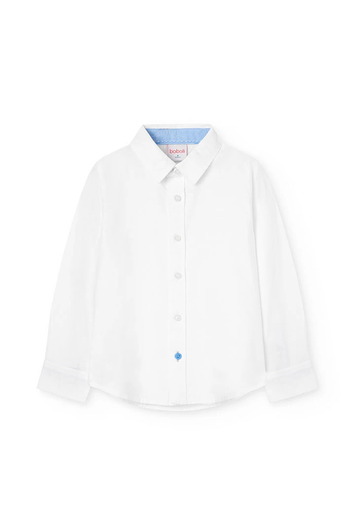 Camisa de algodão oxford de criança em branco