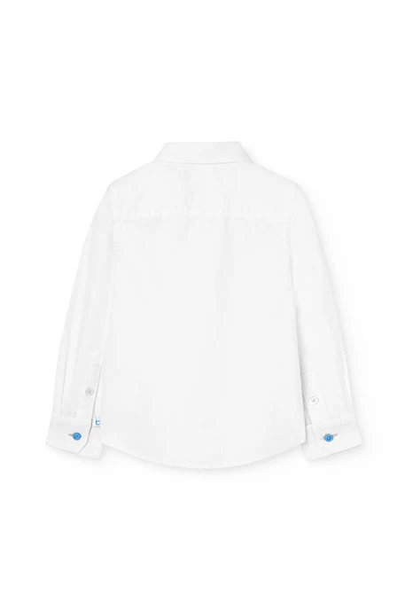 Camisa de cotó oxford de nen en blanc