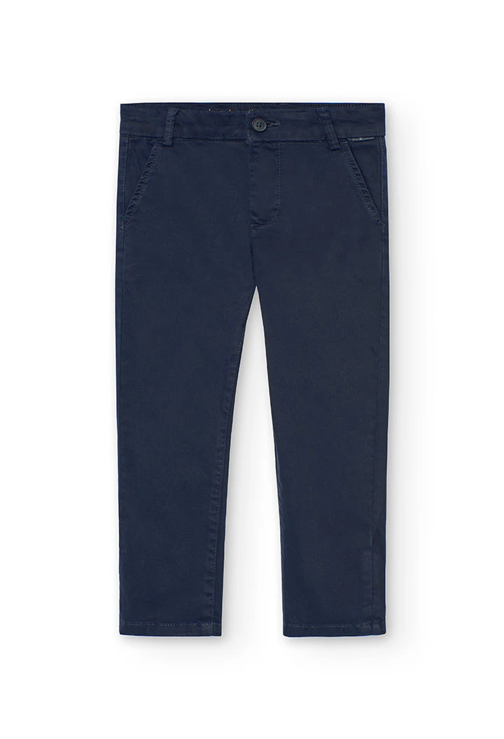 Satin trousers for boy in navy blue