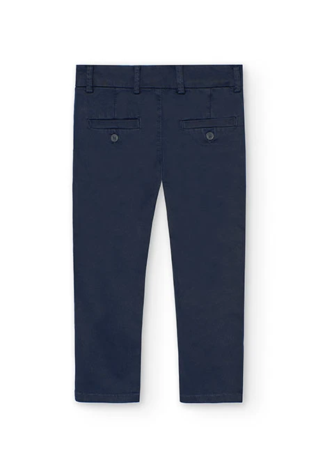 Satin trousers for boy in navy blue