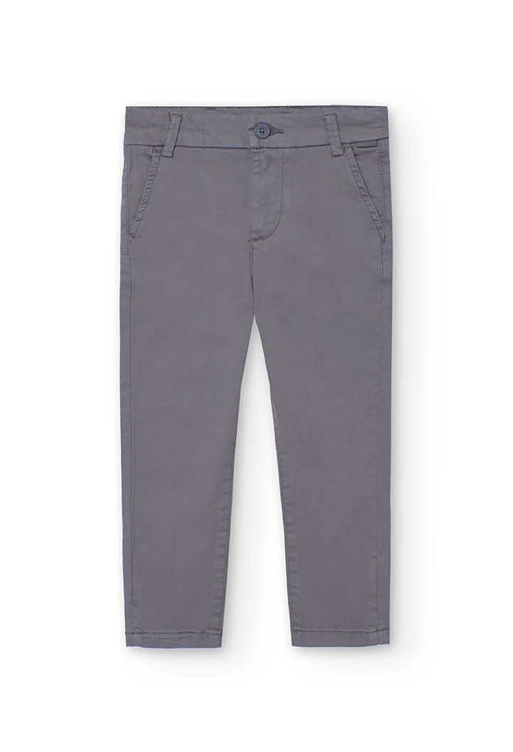 Satin trousers for boy in dark grey