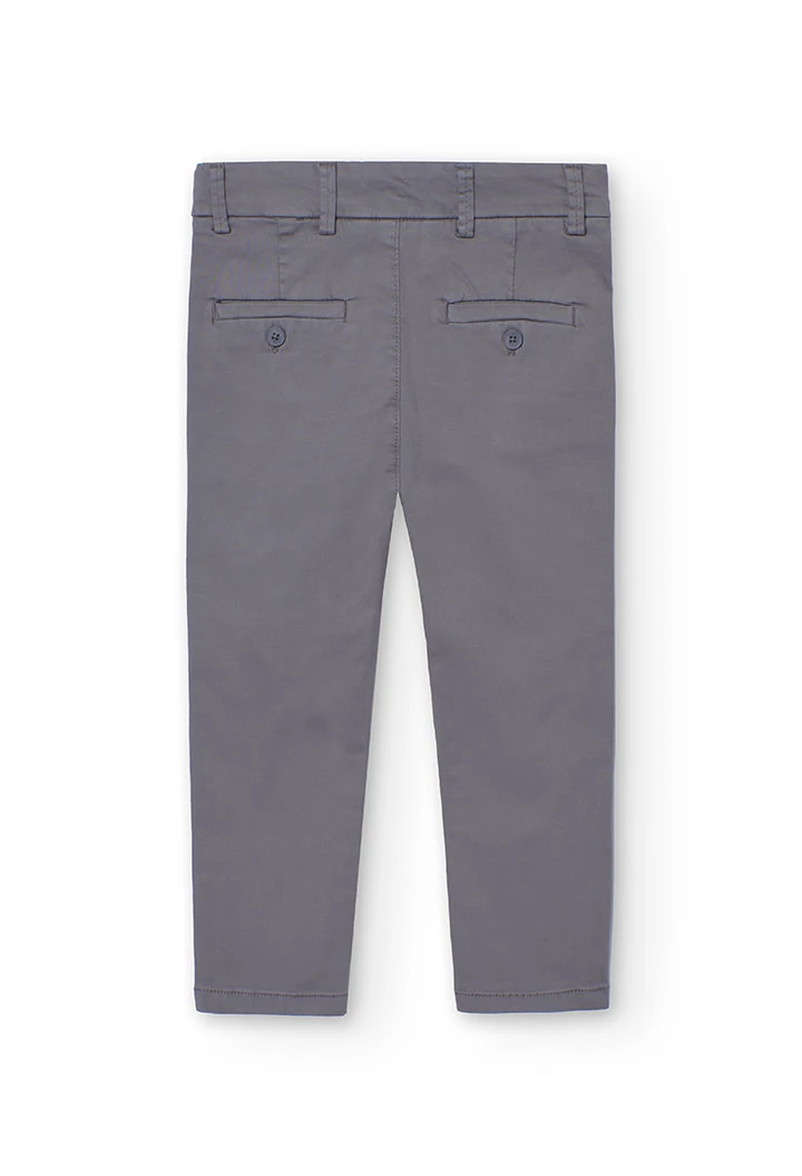 Satin trousers for boy in dark grey