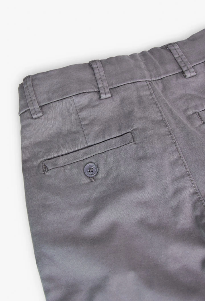 Satin trousers for boy in dark grey