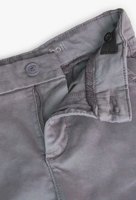 Satin trousers for boy in dark grey