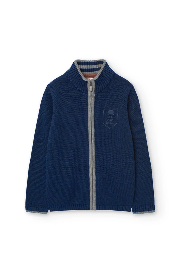 Knitted jacket for boy in navy blue