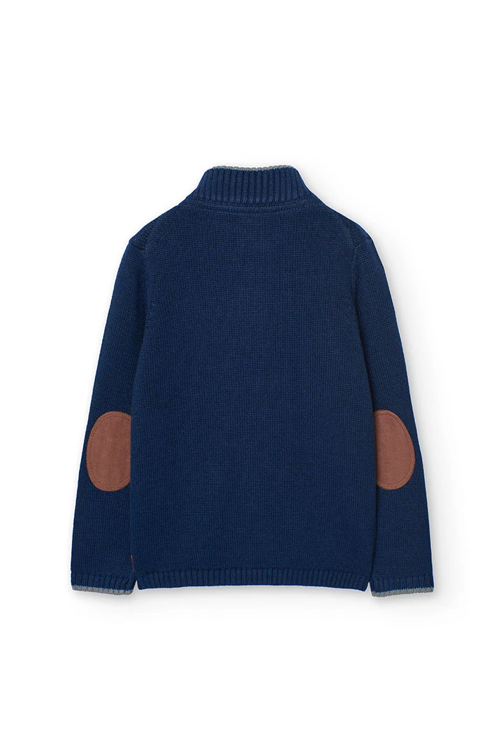 Knitted jacket for boy in navy blue