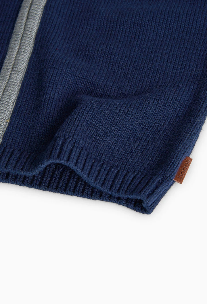 Knitted jacket for boy in navy blue