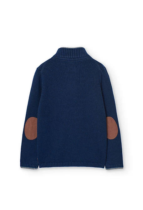 Knitted jacket for boy in navy blue