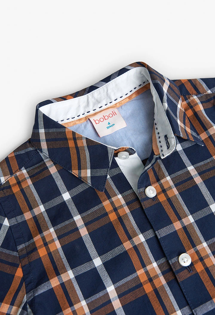 Poplin shirt for boy with check print