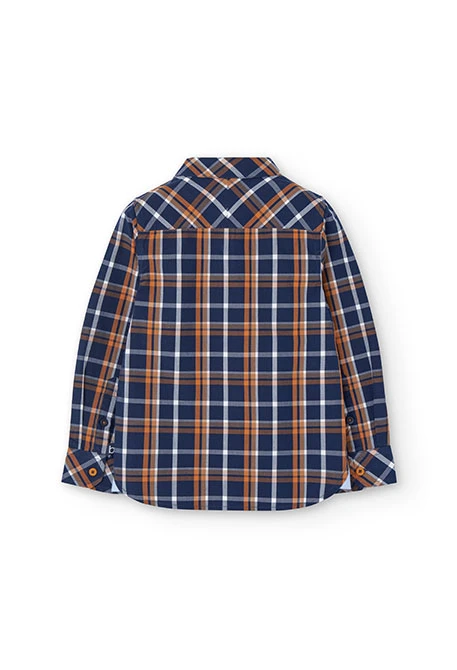 Poplin shirt for boy with check print