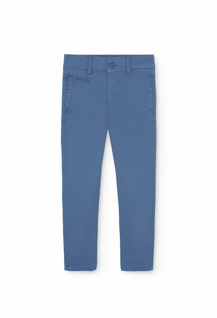 Satin trousers for boy in blue