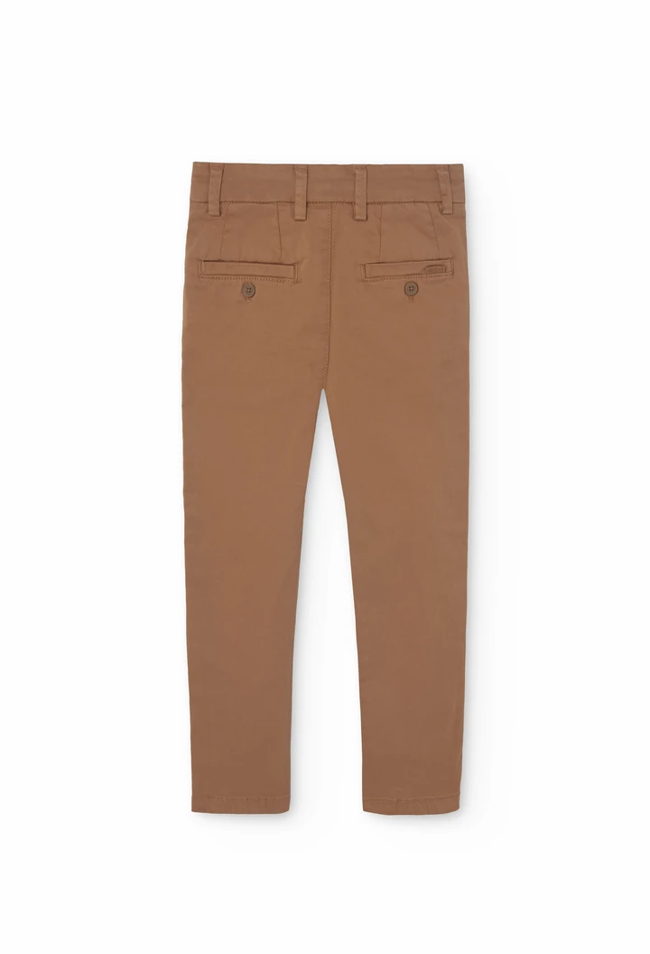 Satin trousers for boy in brown