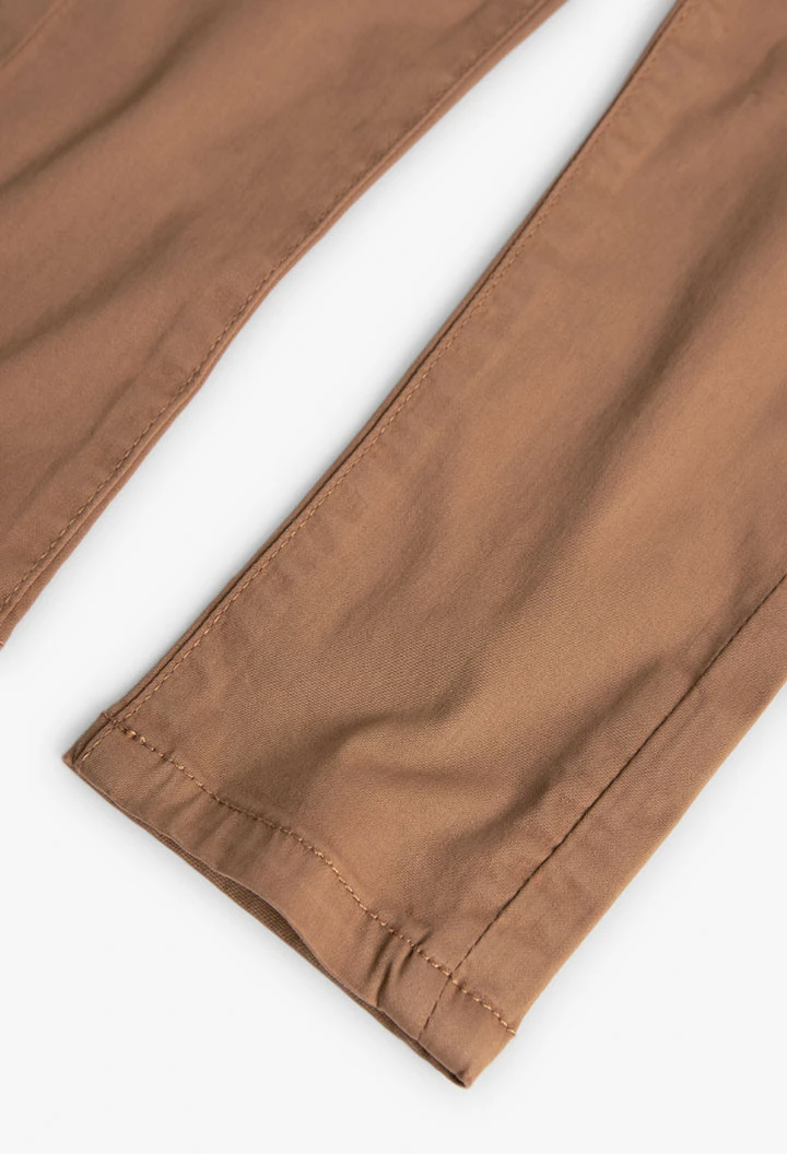 Satin trousers for boy in brown