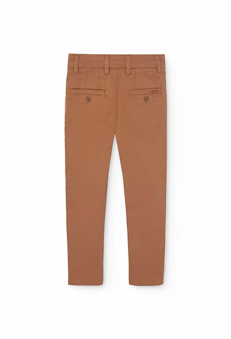 Satin trousers for boy in brown