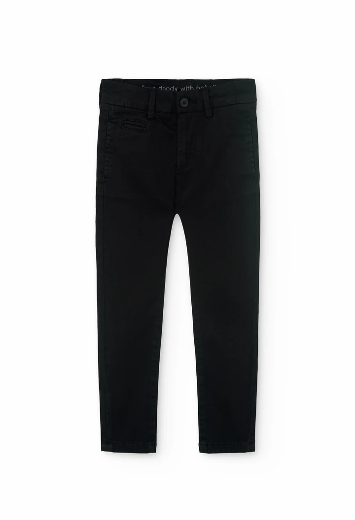 Satin trousers for boy in black