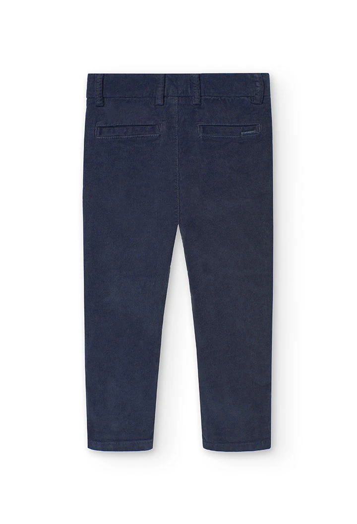 Micro-corduroy trousers for boys in navy blue