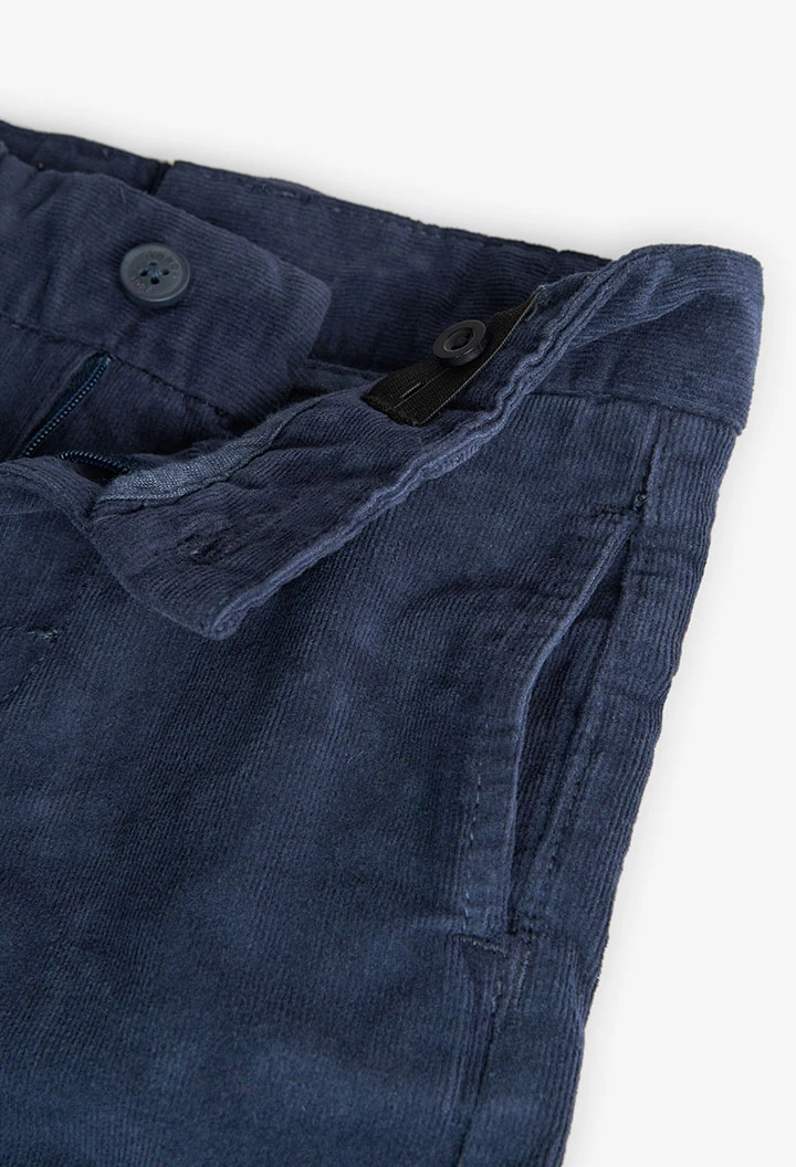 Micro-corduroy trousers for boys in navy blue