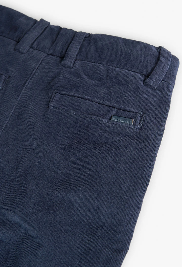 Micro-corduroy trousers for boys in navy blue